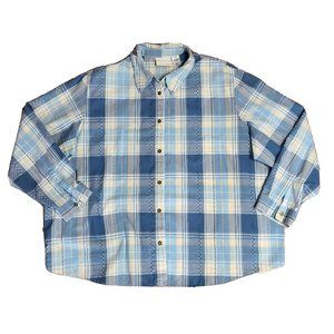 ALFRED DUNNER Blue Yellow Plaid Button Collared Down Shirt Womens Plus Size 24W